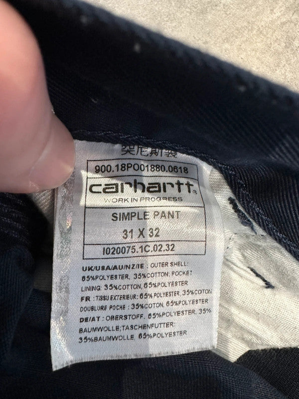 Carhartt Baggy Simple Pant Single Knee Cargo Carpenter Jeans Navy w30