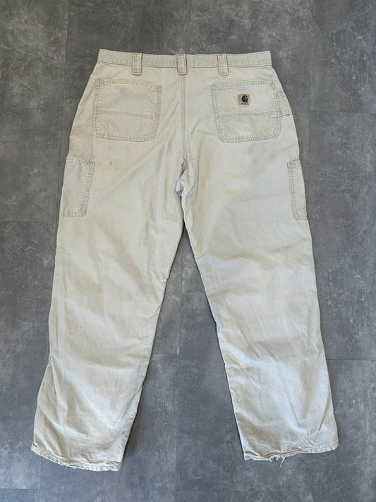 Vintage Carhartt B151 TAN Baggy Single Knee Cargo Carpenter Jeans Pants w38