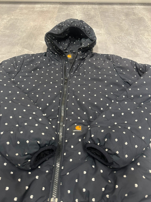 Like New Rare Carhartt Multilogo Hooded Puffer Jacket Coat S