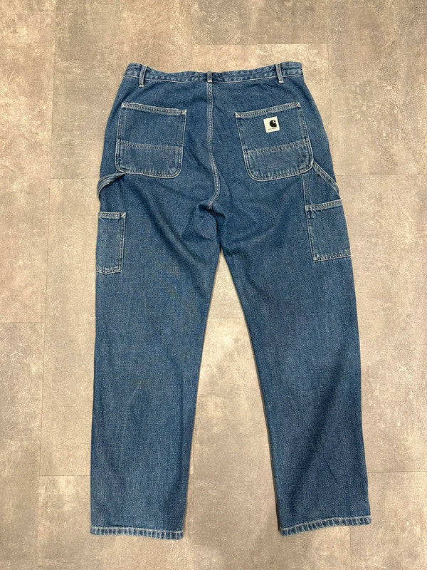 Carhartt Baggy Light Denim Single Knee Cargo Carpenter Jeans Pants w30