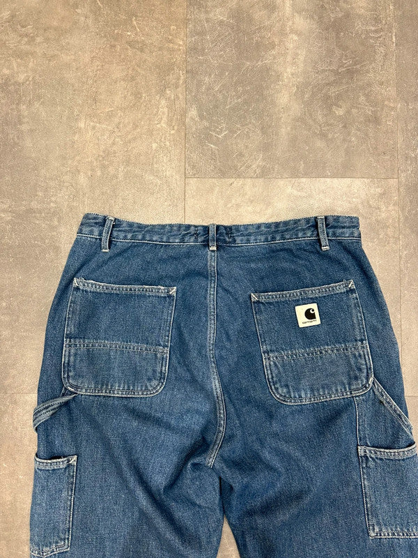 Carhartt Baggy Light Denim Single Knee Cargo Carpenter Jeans Pants w30