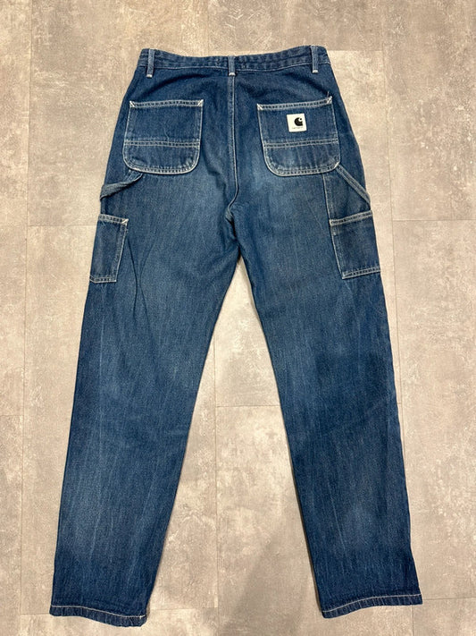 Carhartt Baggy Dark Denim Single Knee Cargo Carpenter Jeans Pants w26