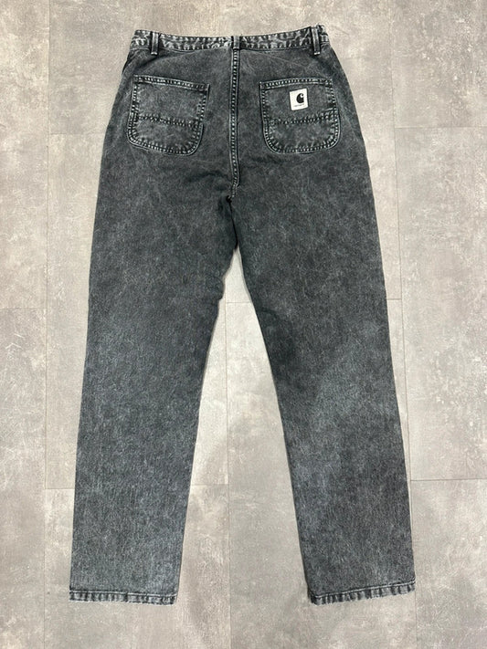 Like New Carhartt Baggy Double Knee ‘Senora Pant’ Cargo Carpenter Jeans Black Grey w26