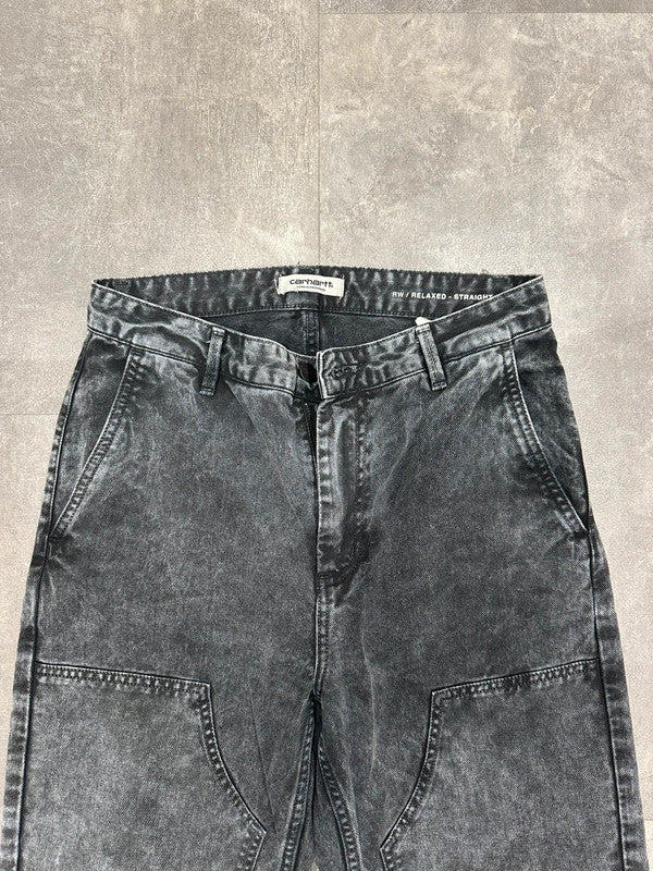 Like New Carhartt Baggy Double Knee ‘Senora Pant’ Cargo Carpenter Jeans Black Grey w26
