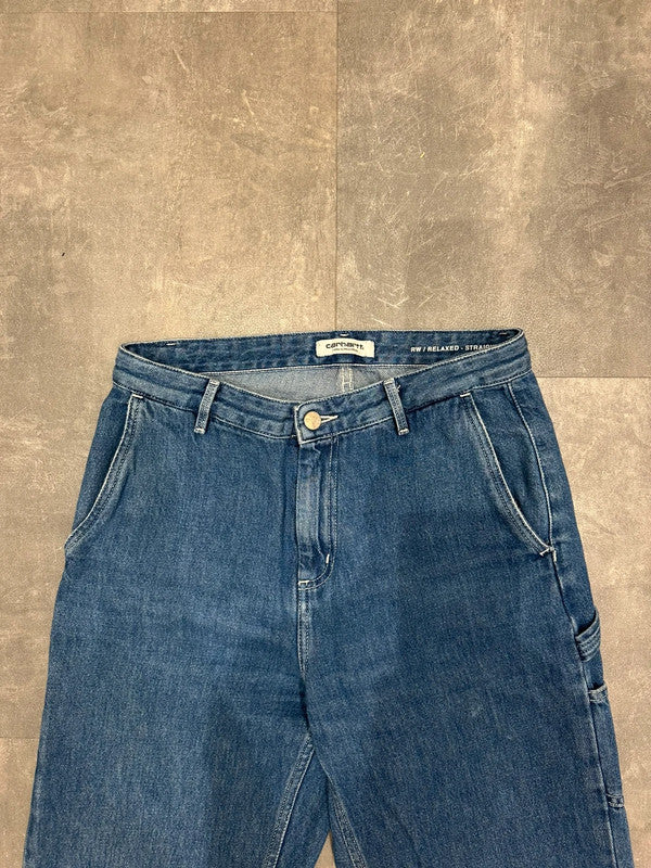 Carhartt Baggy Single Knee Pierce Pant Cargo Carpenter Jeans Dark Denim w26