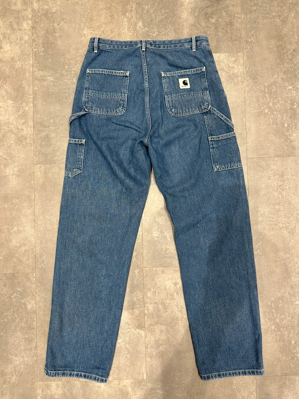 Carhartt Baggy Single Knee Pierce Pant Cargo Carpenter Jeans Dark Denim w26