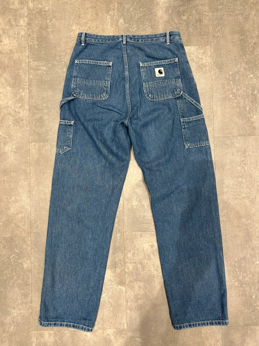 Carhartt Baggy Single Knee Pierce Pant Cargo Carpenter Jeans Dark Denim w26