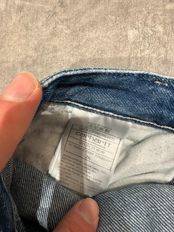 Carhartt Baggy Single Knee Pierce Pant Cargo Carpenter Jeans Dark Denim w26