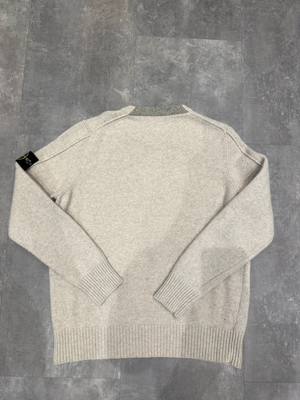 Vintage (2001) Stone Island Knitted Wool Sweat Cream Beige L