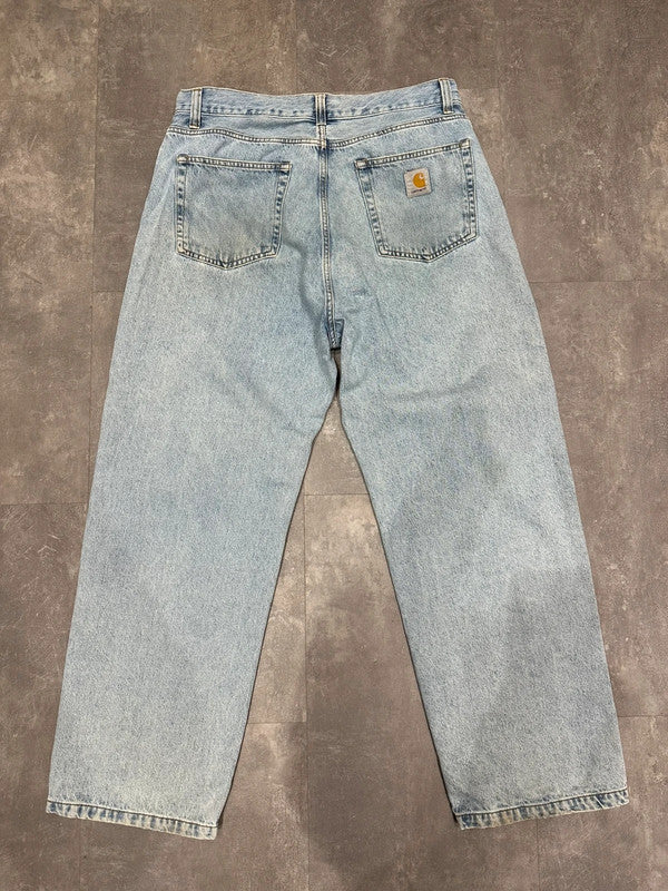 Carhartt Baggy Landon Pant Single Knee Cargo Carpenter Jeans Light Blue w36