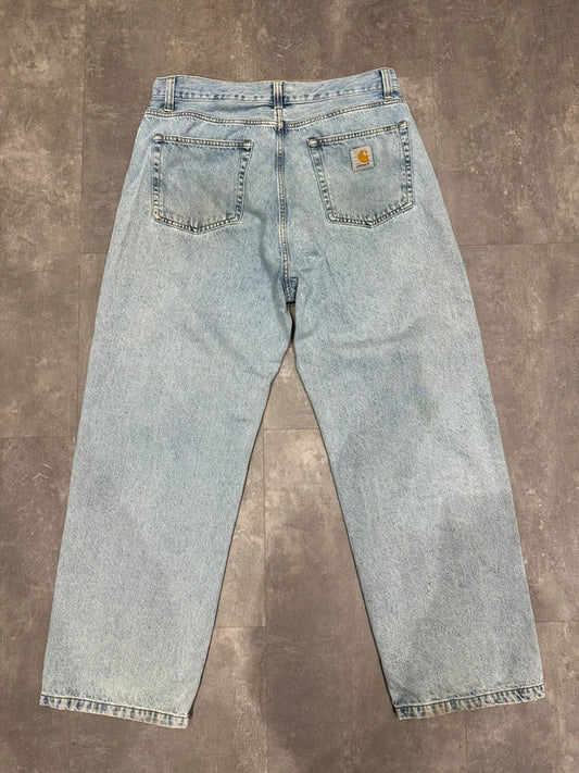 Carhartt Baggy Landon Pant Single Knee Cargo Carpenter Jeans Light Blue w36