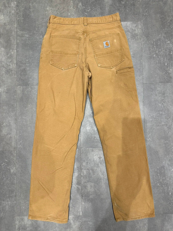 Carhartt Baggy Relaxed Fit Single Knee Cargo Carpenter Jeans Pants Brown Tan w30