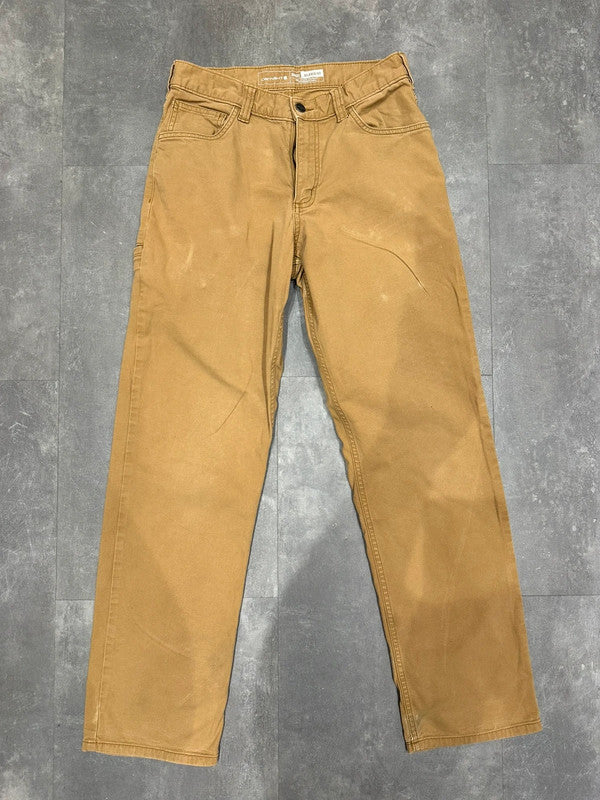 Carhartt Baggy Relaxed Fit Single Knee Cargo Carpenter Jeans Pants Brown Tan w30