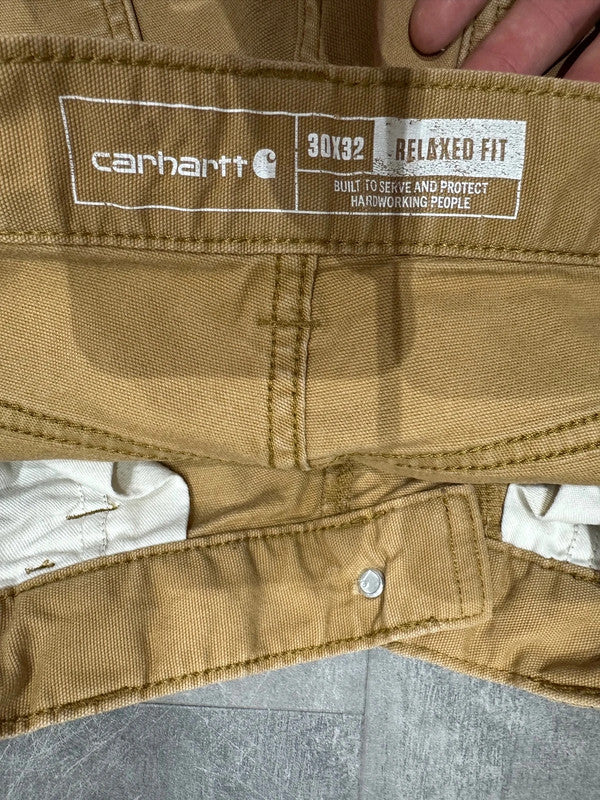 Carhartt Baggy Relaxed Fit Single Knee Cargo Carpenter Jeans Pants Brown Tan w30