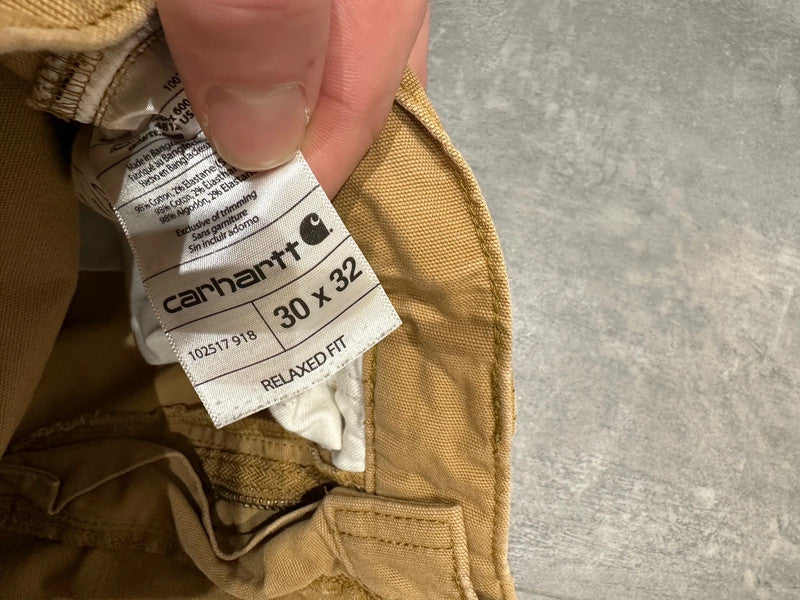 Carhartt Baggy Relaxed Fit Single Knee Cargo Carpenter Jeans Pants Brown Tan w30