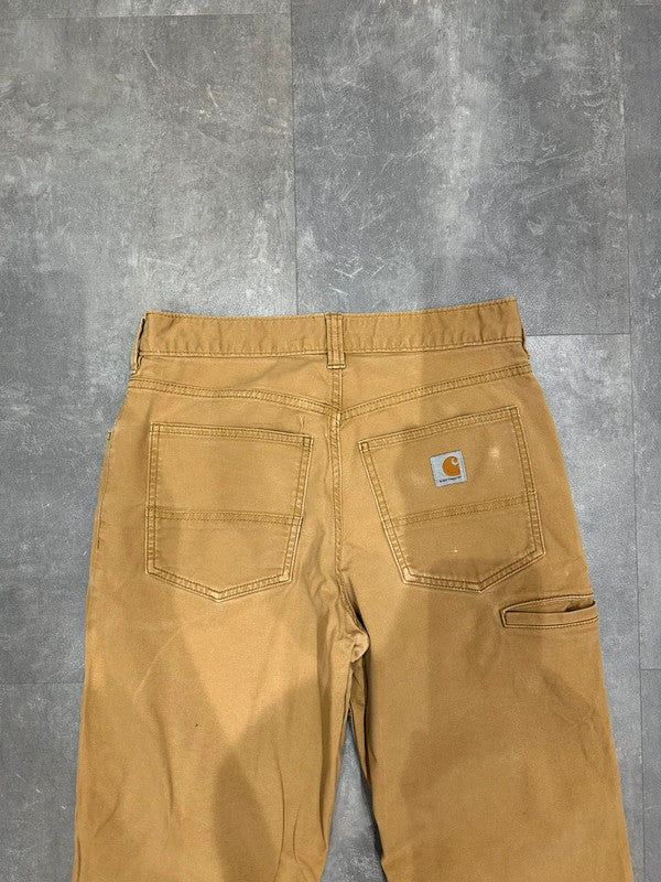 Carhartt Baggy Relaxed Fit Single Knee Cargo Carpenter Jeans Pants Brown Tan w30